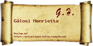 Gálosi Henrietta névjegykártya